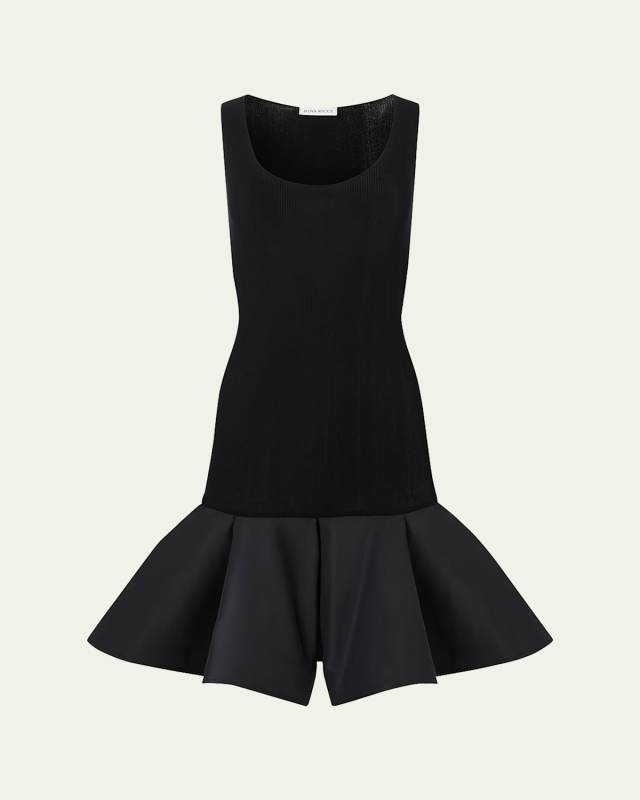 Taffeta Peplum Knit Dress